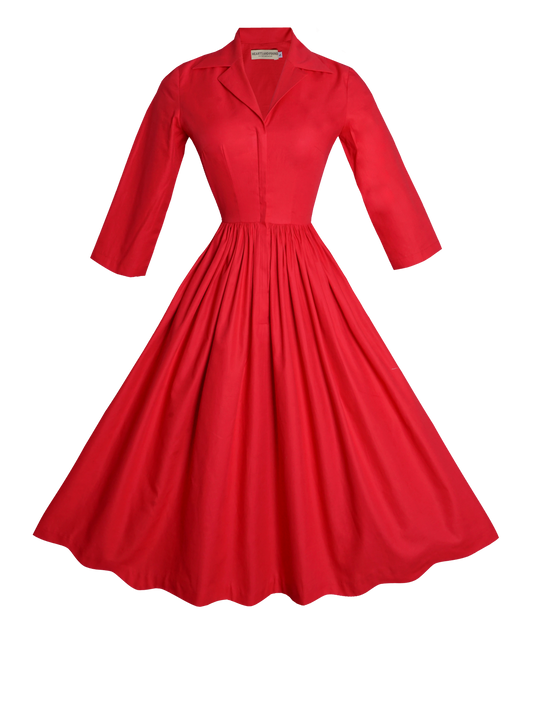 MTO - Natalie Dress Cardinal Red Cotton