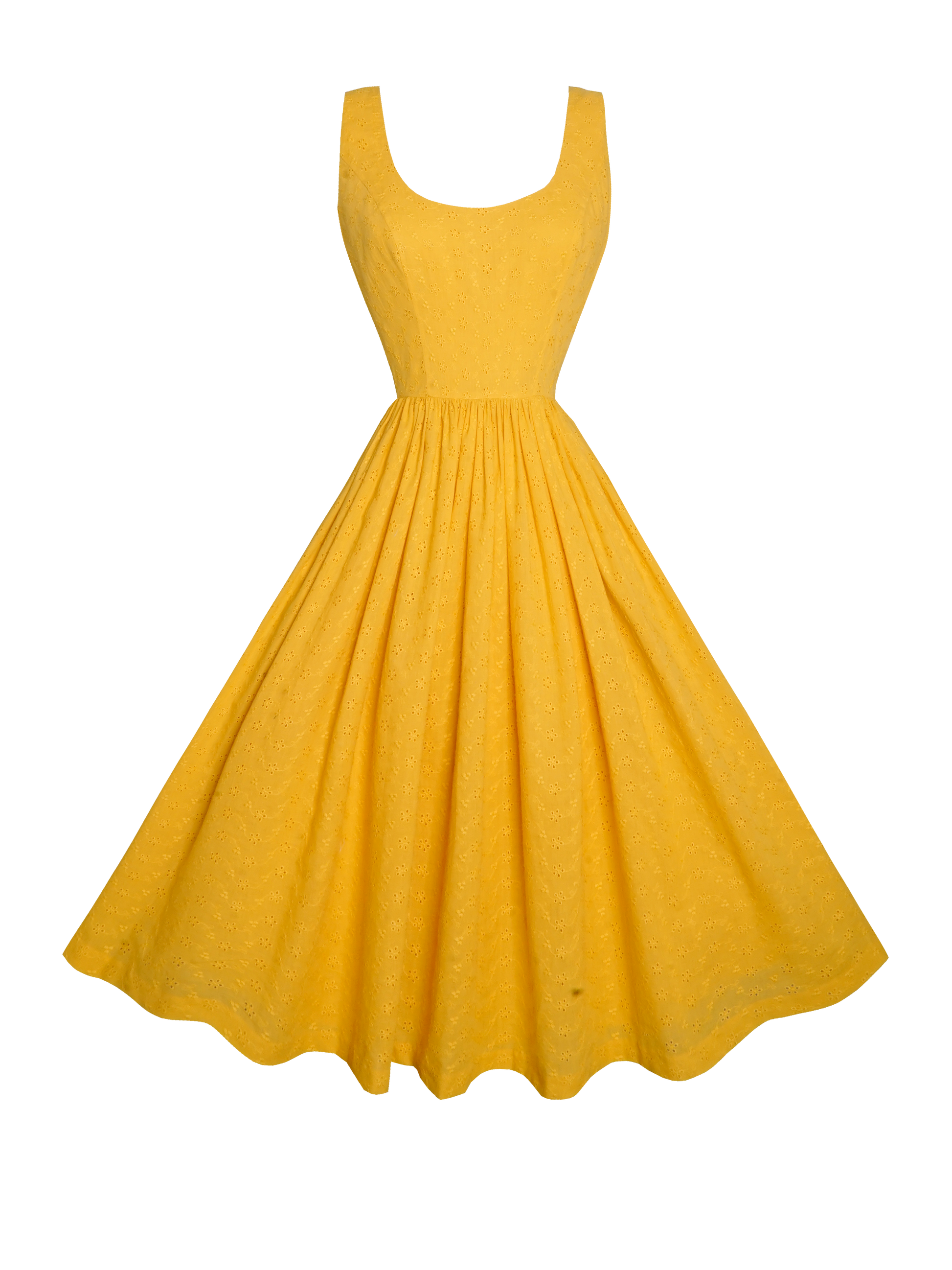 MTO - Emily Dress in "Forget Me Not" Mustard Eyelet