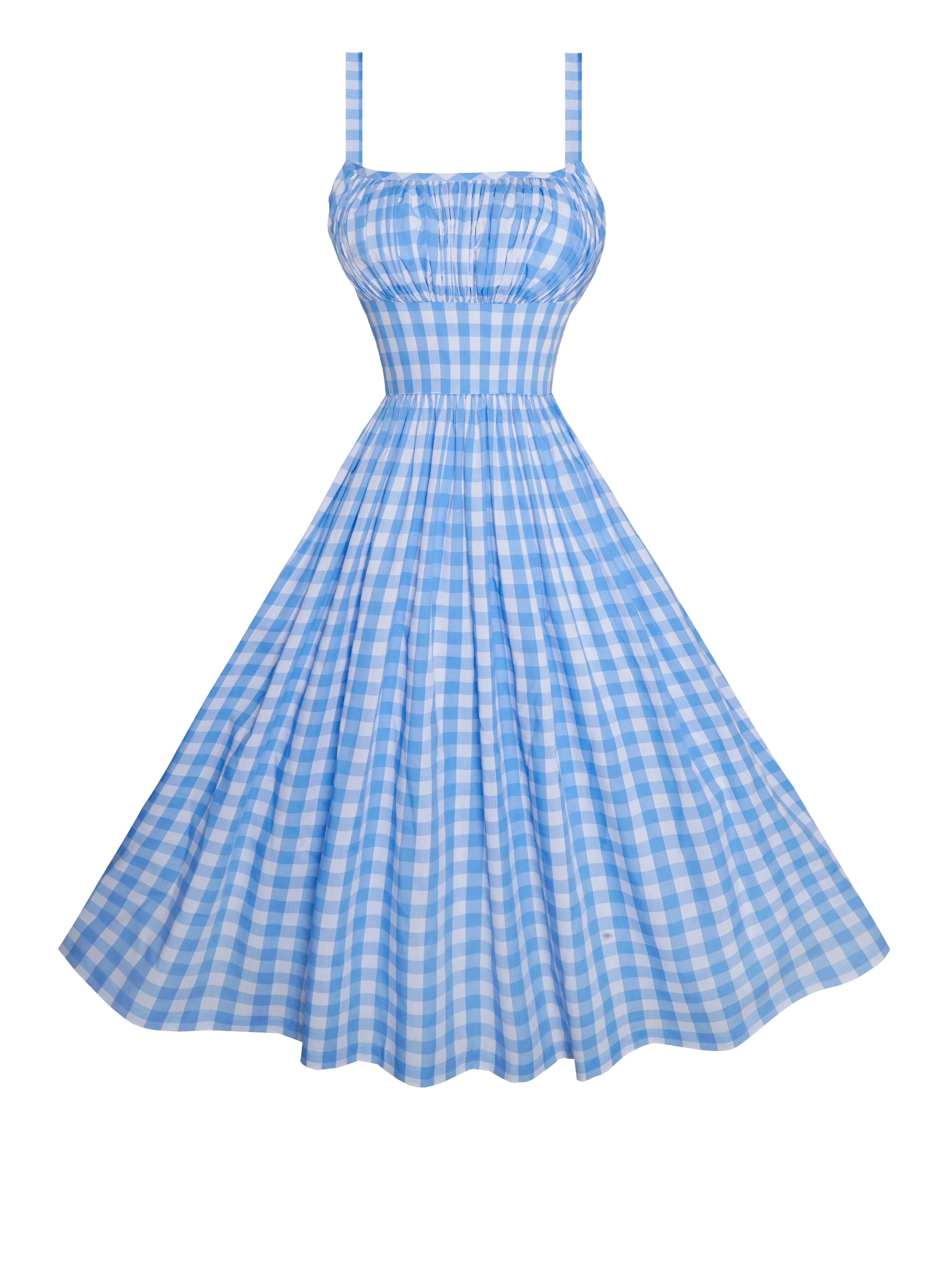 MTO - Grace Dress Light Blue Gingham - Large Checks
