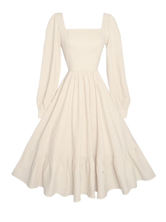 MTO - Mary Dress in Parchment Ivory Linen