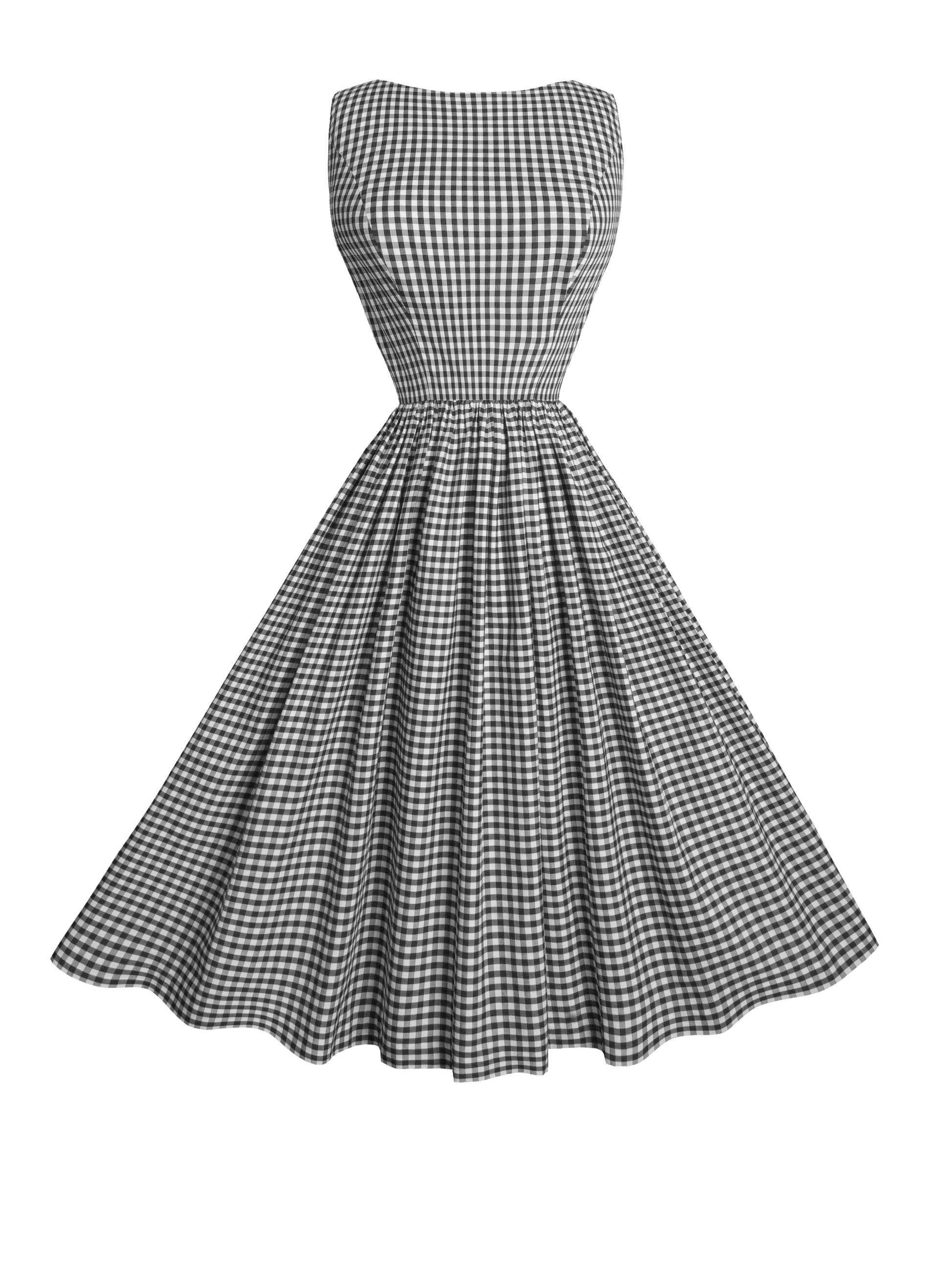 MTO - Audrey Dress Black Gingham - Medium Checks