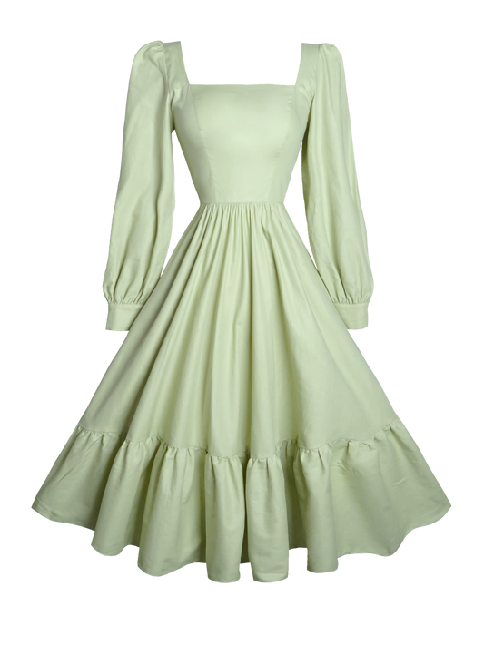 MTO - Mary Dress in Melon Green Cotton