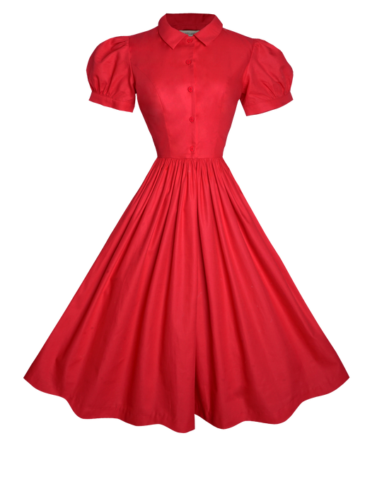 MTO - Judy Dress in Cardinal Red Cotton