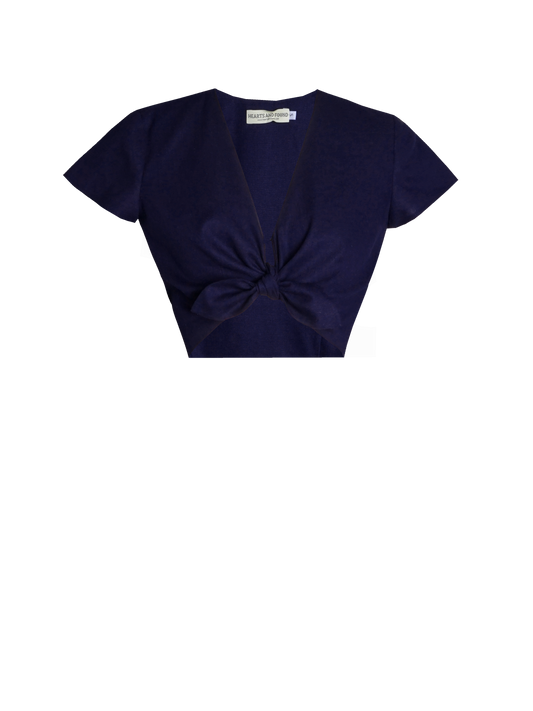 MTO - Joan Top in Indigo Blue Linen