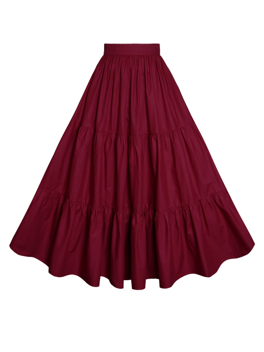 MTO - Pippa Skirt Burgundy Cotton