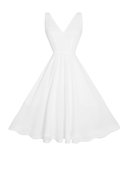 MTO - Diana Dress "Dotted Swiss" White