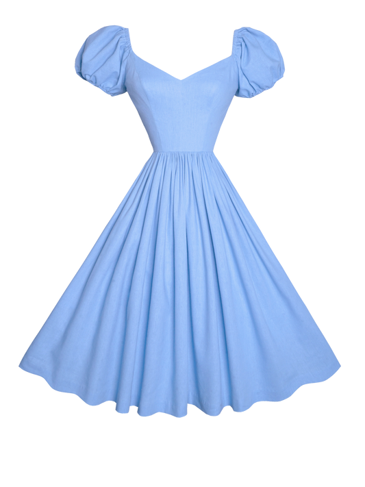 MTO - Margaret Dress in Powder Blue Linen