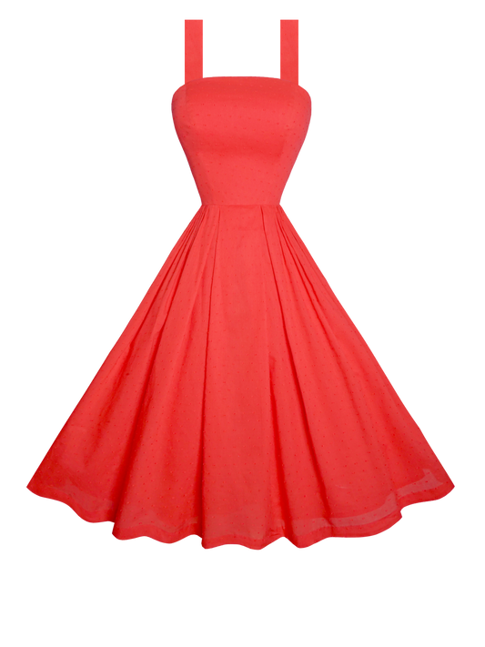 MTO - Lana Dress "Dotted Swiss" Red