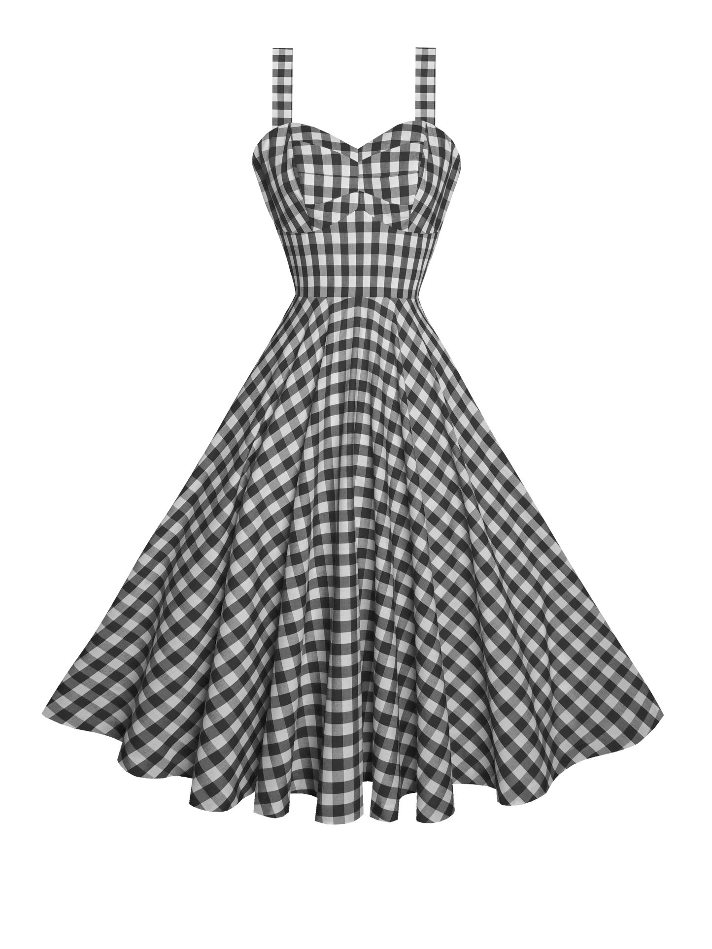 MTO - Catalina Dress Black Gingham - Large Checks
