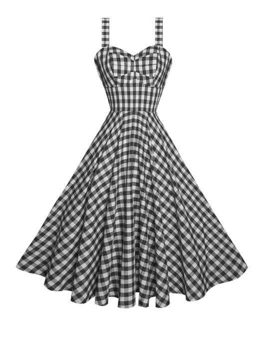 MTO - Catalina Dress Black Gingham - Large Checks