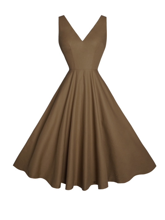 MTO - Diana Dress in Coffee Brown Cotton