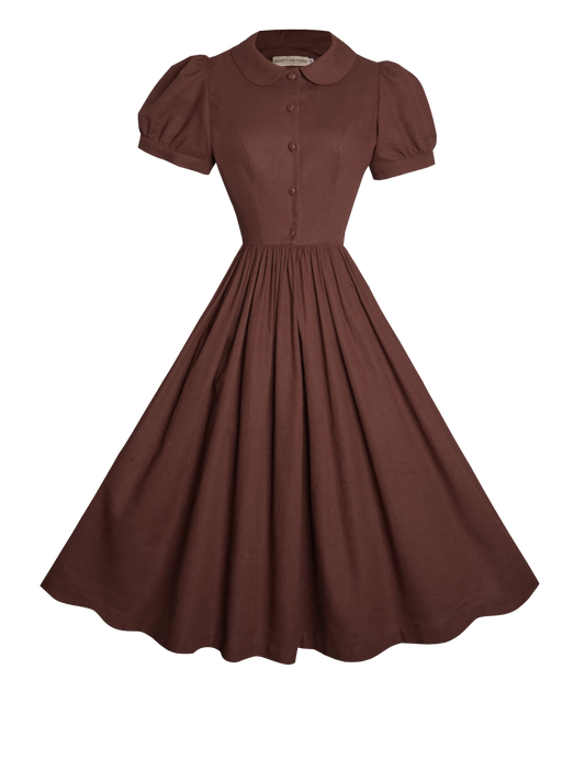 MTO - Amelie Dress in Walnut Linen