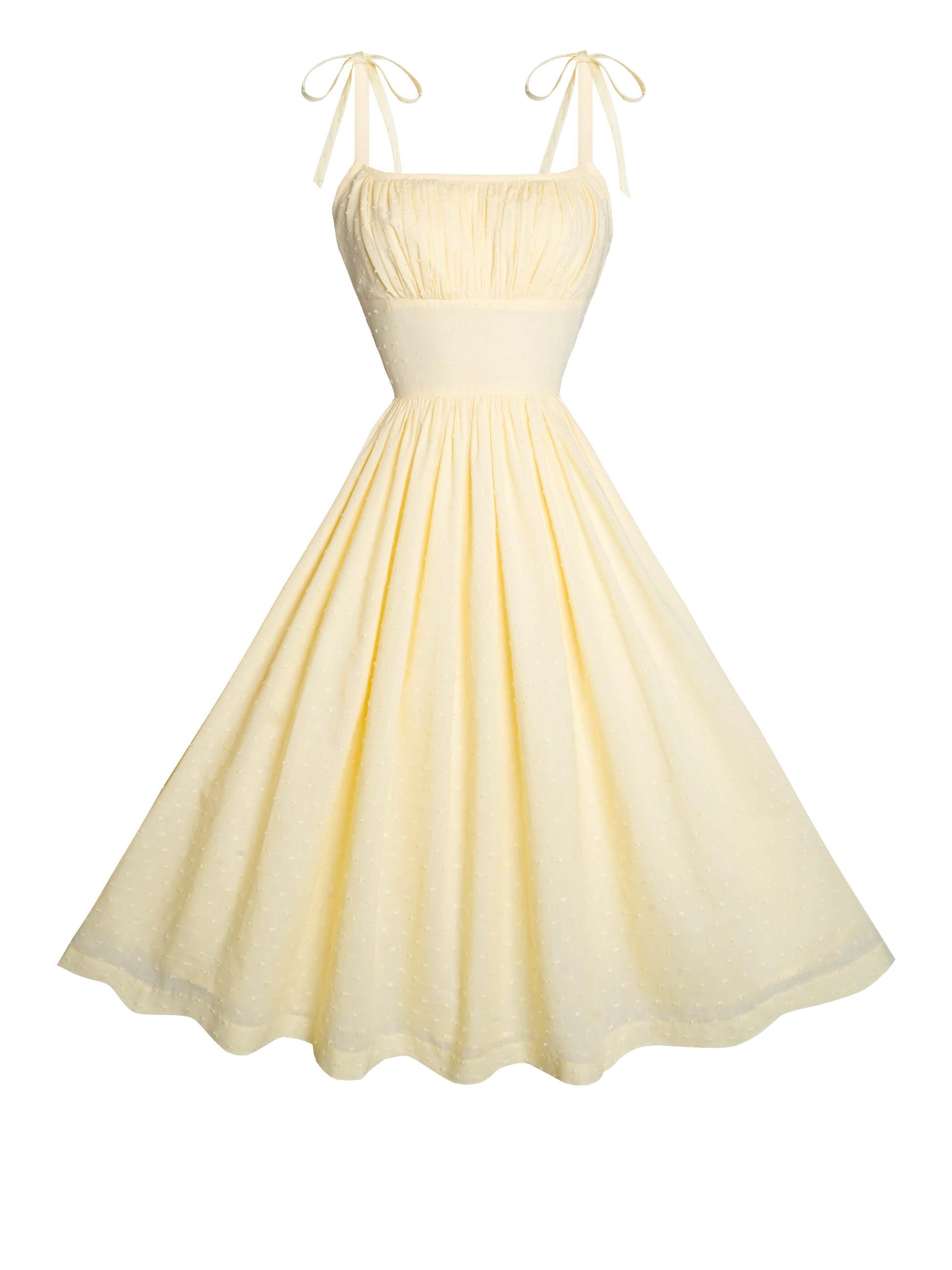 MTO - Kelly Dress "Dotted Swiss" Pale Yellow