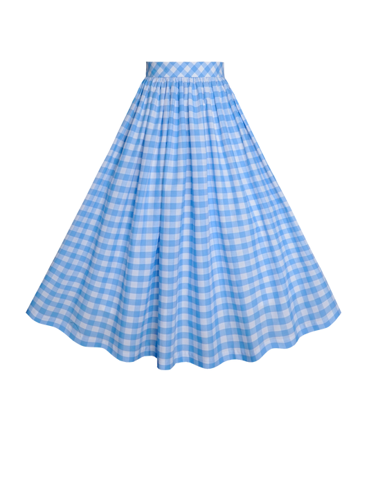 MTO - Lola Skirt Light Blue Gingham - Large Checks