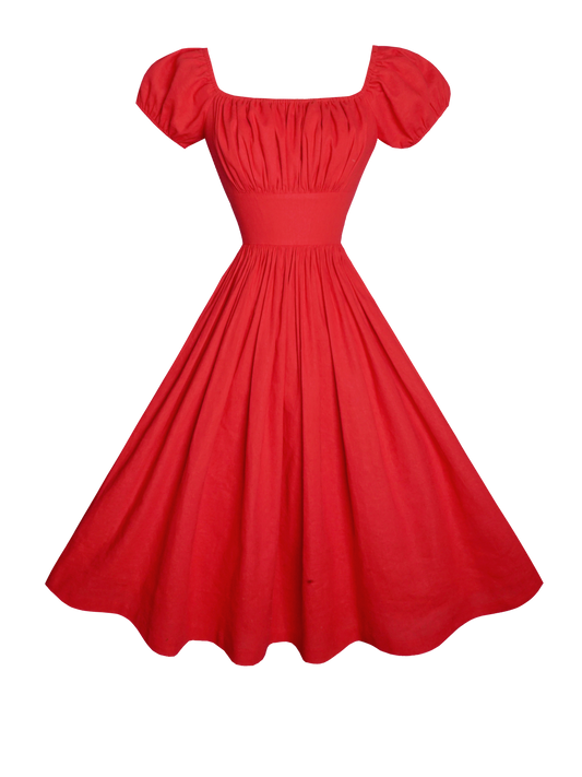 MTO - Loretta Dress in Chili Red Linen