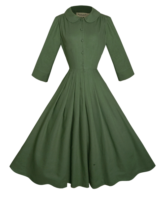 MTO - Wendy Dress Hunters Green Linen