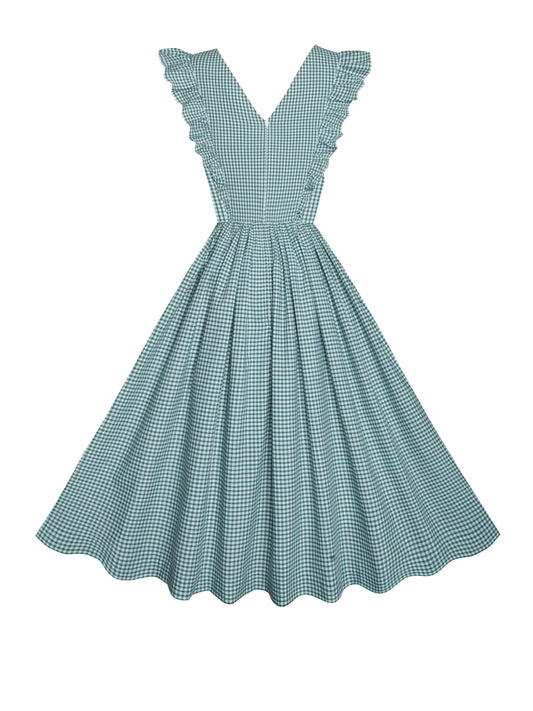 RTS - Lorraine Dress Pine Green Gingham - Small Checks