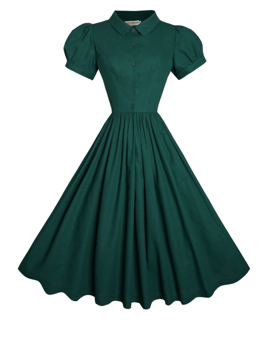 MTO - Judy Dress in Forest Green Linen