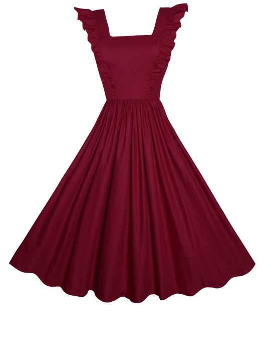 MTO - Lorraine Dress Burgundy Cotton