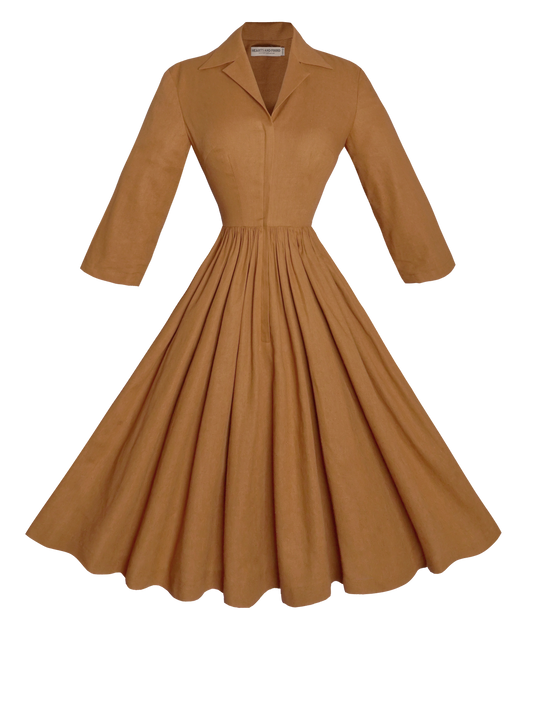 MTO - Natalie Dress in Caramel Linen