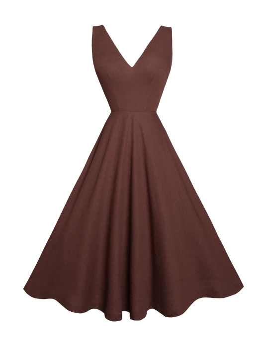 MTO - Diana Dress in Walnut Linen