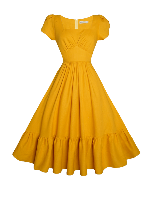MTO - Ava Dress in Tuscany Yellow Linen