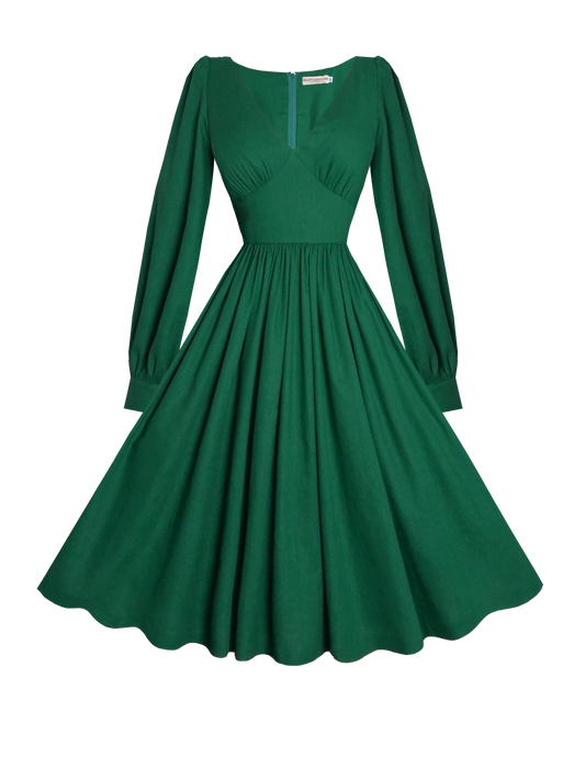 MTO - Harlow Dress in Forest Green Linen