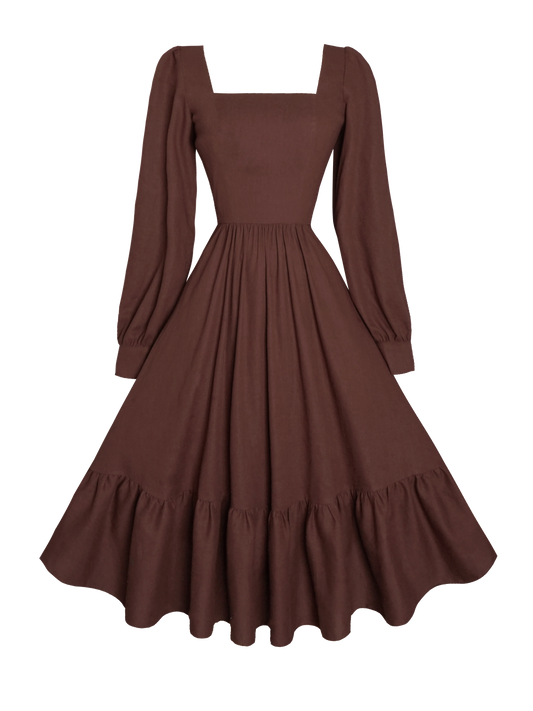 MTO - Mary Dress in Walnut Linen