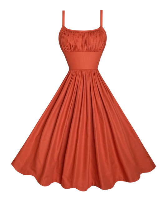 MTO - Grace Dress in Rustic Red Cotton