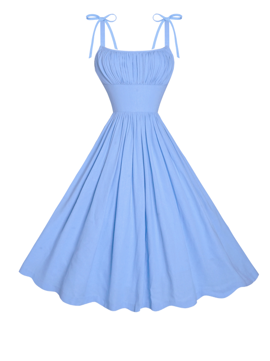 MTO - Kelly Dress in Powder Blue Linen