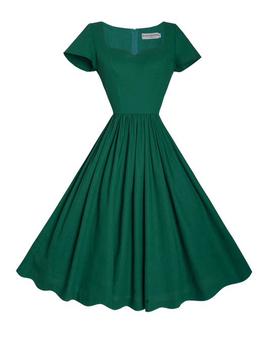 MTO - Evelyn Dress in Forest Green Linen