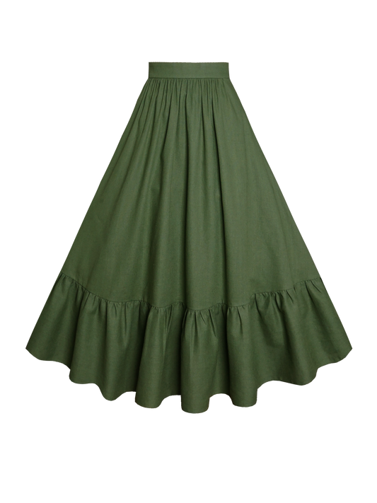 MTO - Rosita Skirt in Hunters Green Linen