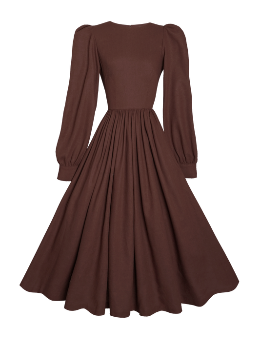 MTO - Agnes Dress in Walnut Linen