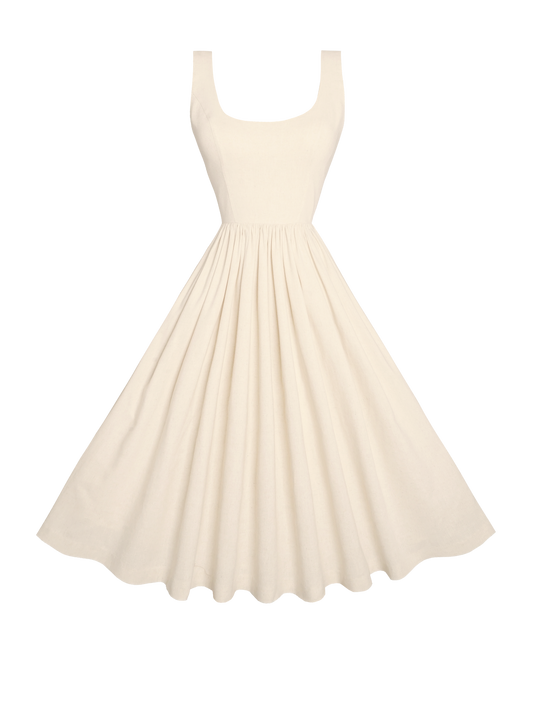 MTO - Emily Dress in Parchment Ivory Linen