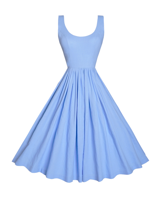 MTO - Emily Dress in Powder Blue Linen