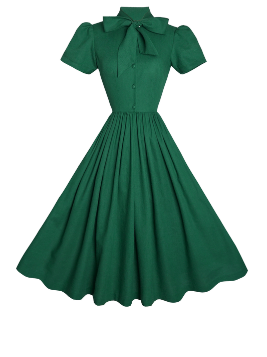 MTO - Bonnie Dress in Forest Green Linen
