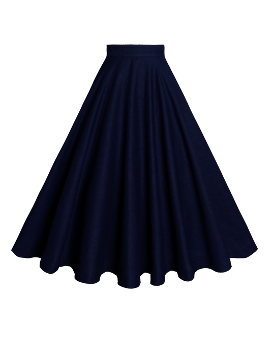MTO - Lindy Skirt in Indigo Blue Linen