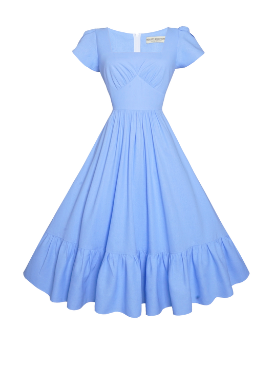 MTO - Ava Dress in Powder Blue Linen