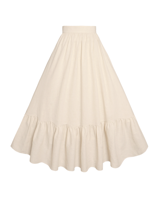 MTO - Rosita Skirt in Parchment Ivory Linen