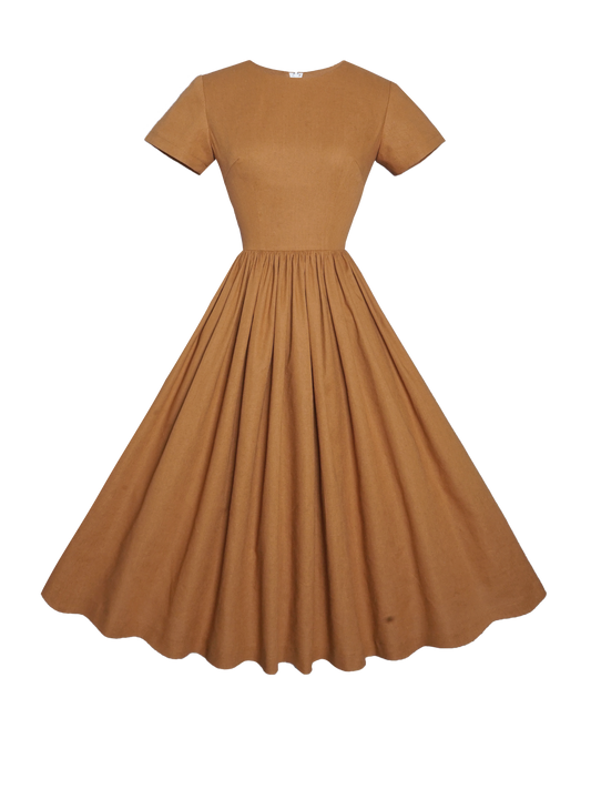 MTO - Dorothy Dress in Caramel Linen