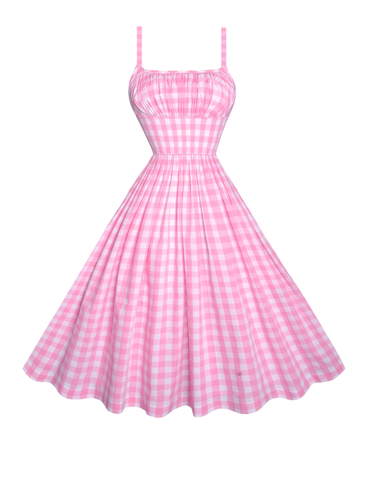 MTO - Grace Dress Light Pink Gingham - Large Checks