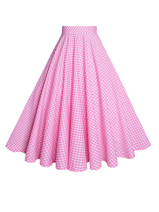 MTO - Lindy Skirt Light Pink Gingham - Medium Checks
