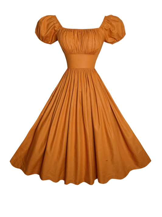 MTO - Loretta Dress in Terra Cotta Brown Cotton