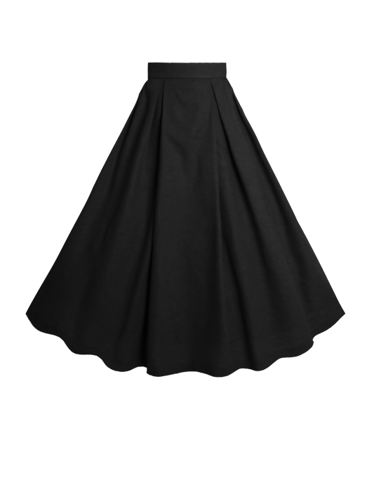 MTO - Ruthie Skirt in Midnight Black Linen