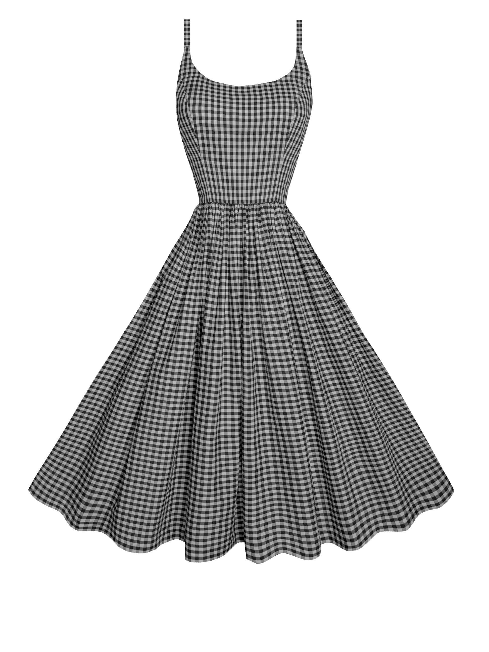 MTO - Penelope Rosita Dress Black Gingham - Medium Checks
