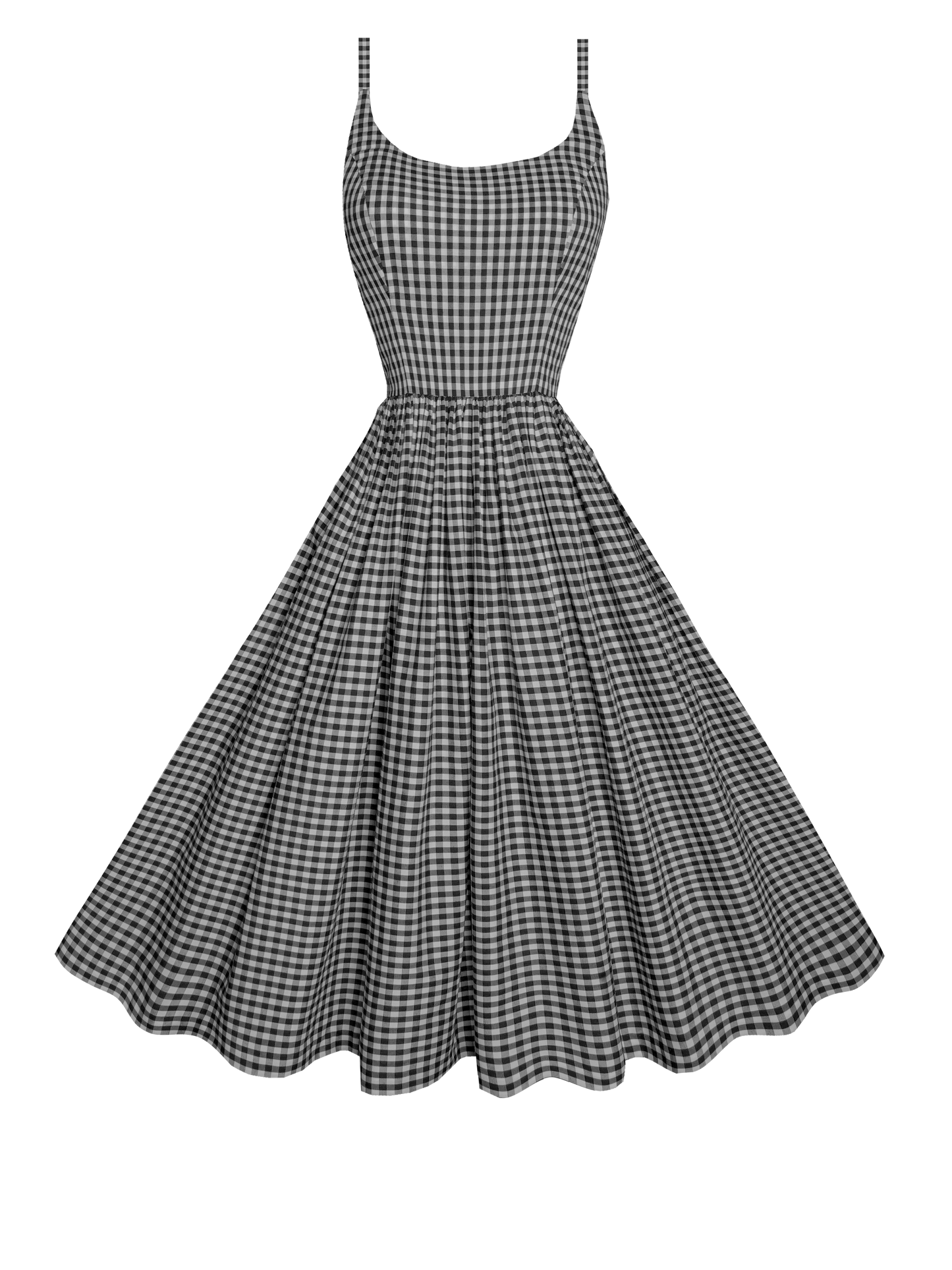 MTO - Penelope Dress Black Gingham - Medium Checks