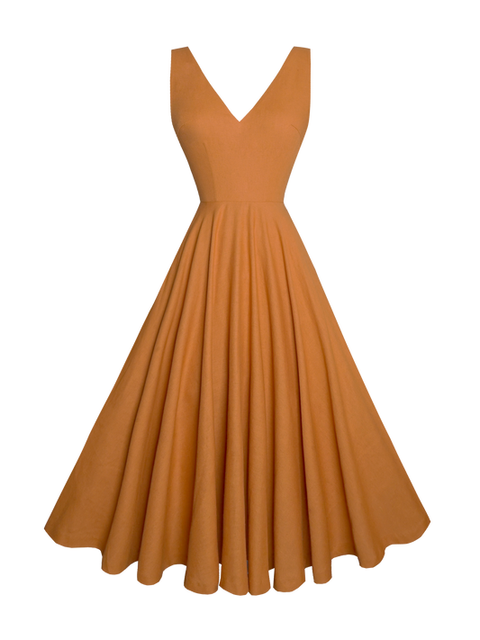 MTO - Diana Dress in Cinnamon Brown Linen