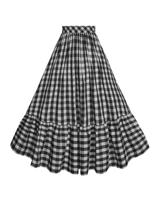 MTO - Rosita Skirt Black Gingham - Large Checks