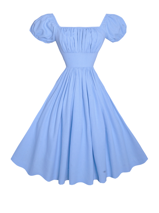 MTO - Loretta Dress in Powder Blue Linen