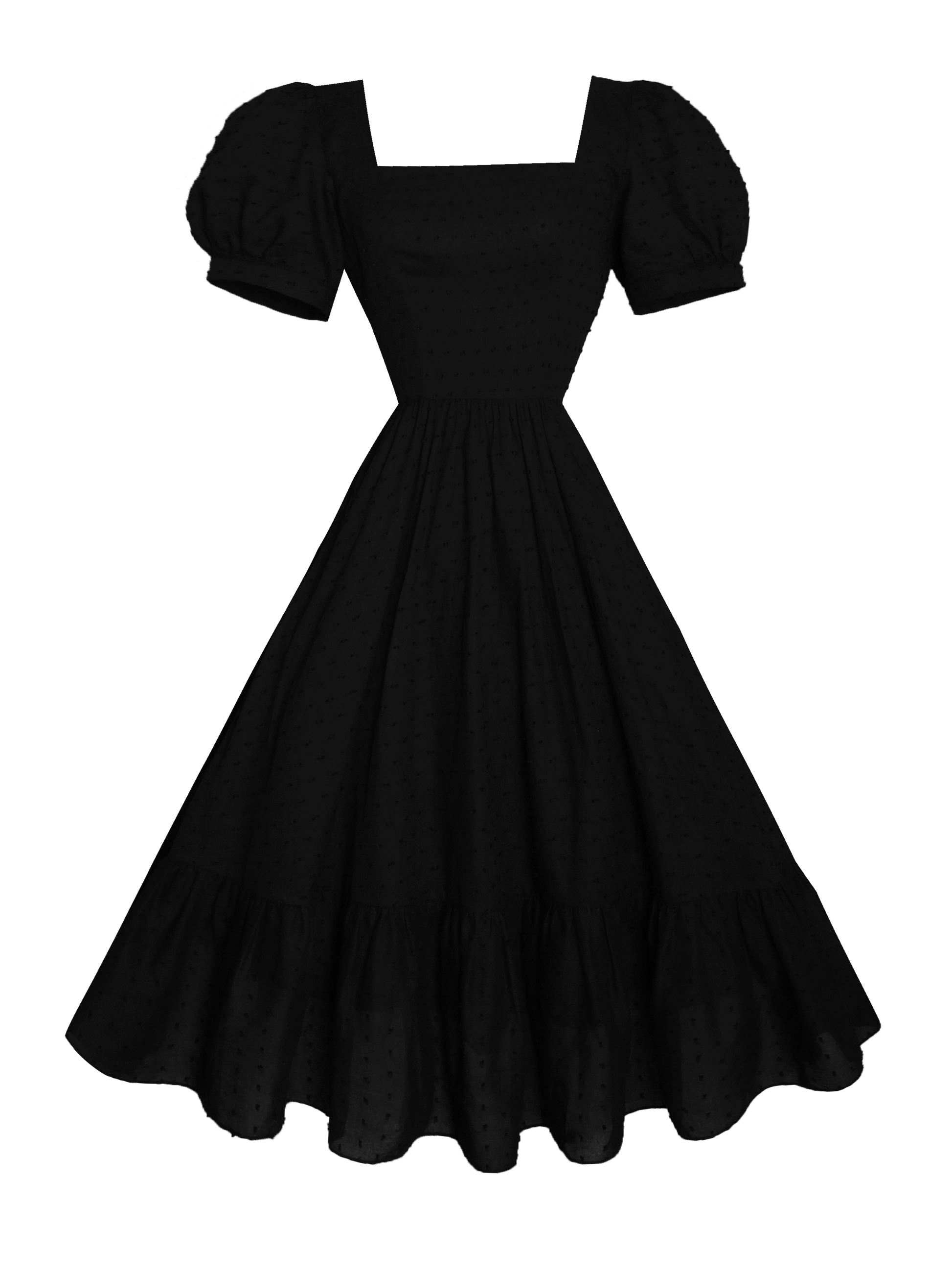 MTO - Isadora Dress "Dotted Swiss" Black